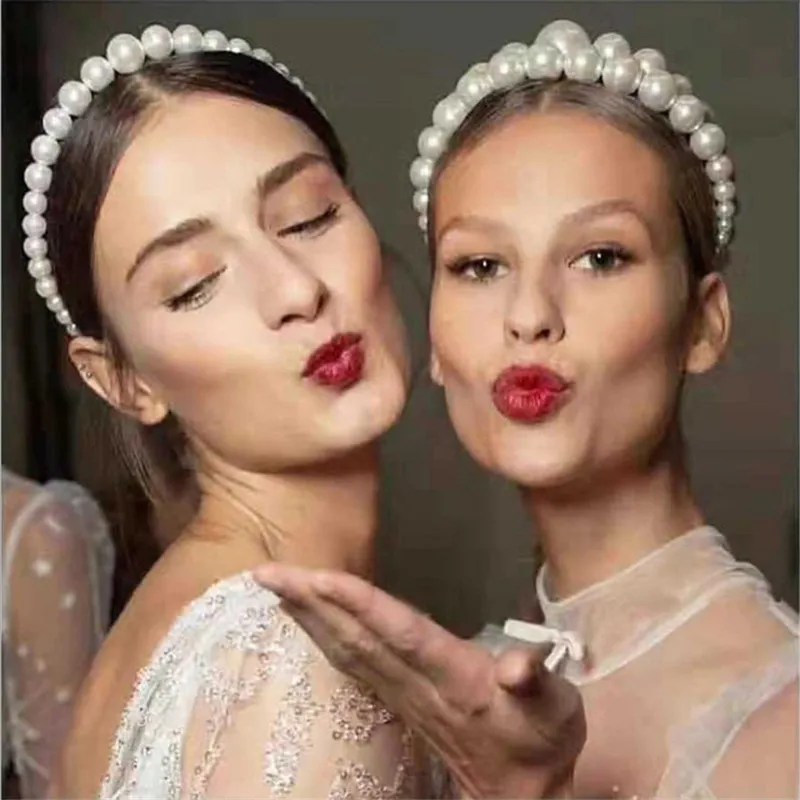 Крупные жемчужины с головными повязками элегантный лента для волос женщин