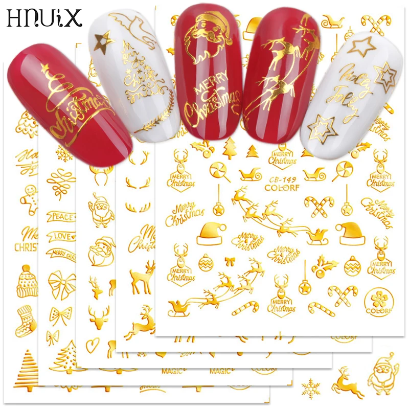 

1 pieces stickers for christmas nails decals snowflakes envelopes christmas snowman decorations for winter nails manicure tools