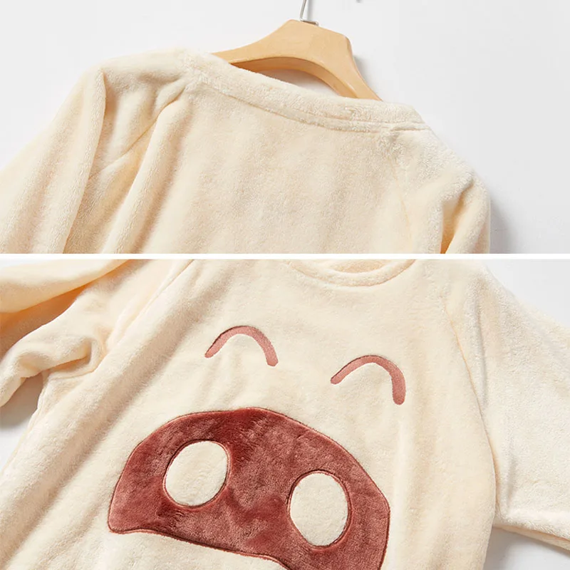 

Cute Cartoon Pajamas Set Women Men Flannel Thick Warm Sleepwear 2Pcs Long Sleeve Trousers Pajamas Female Home Clothes Loungewear