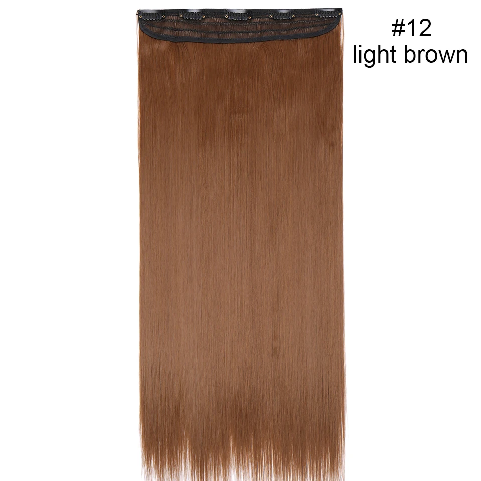 light brown SNOILITE осень до талии 46-76 см Длинные клип в один кусок волос для наращивания Натуральные Прямые толстые синтетические волосы для женщин - Цвет: light brown