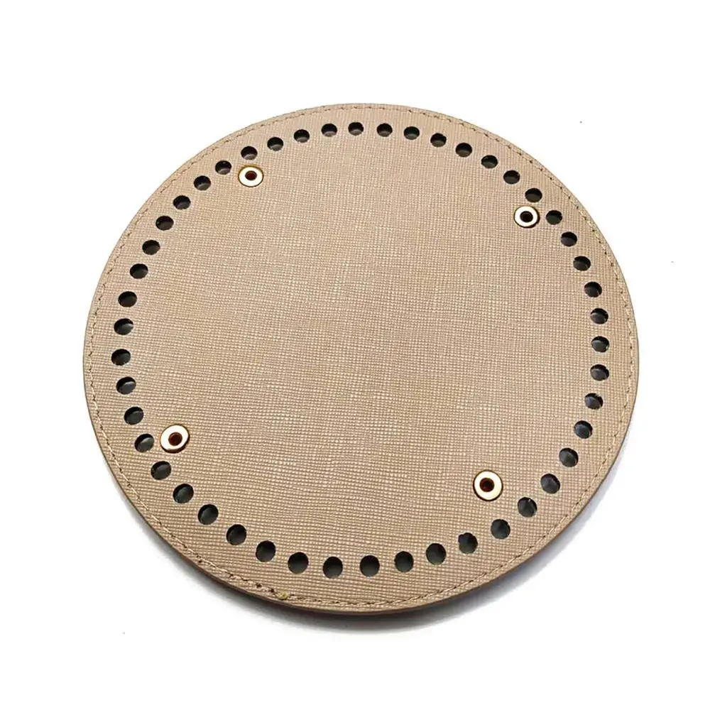 Round Khaki Высокое качество овальная длинная Нижняя сумка для вязания искусственная кожа 60 отверстий женские сумки ручной работы DIY аксессуары для сумок - Цвет: Round Khaki