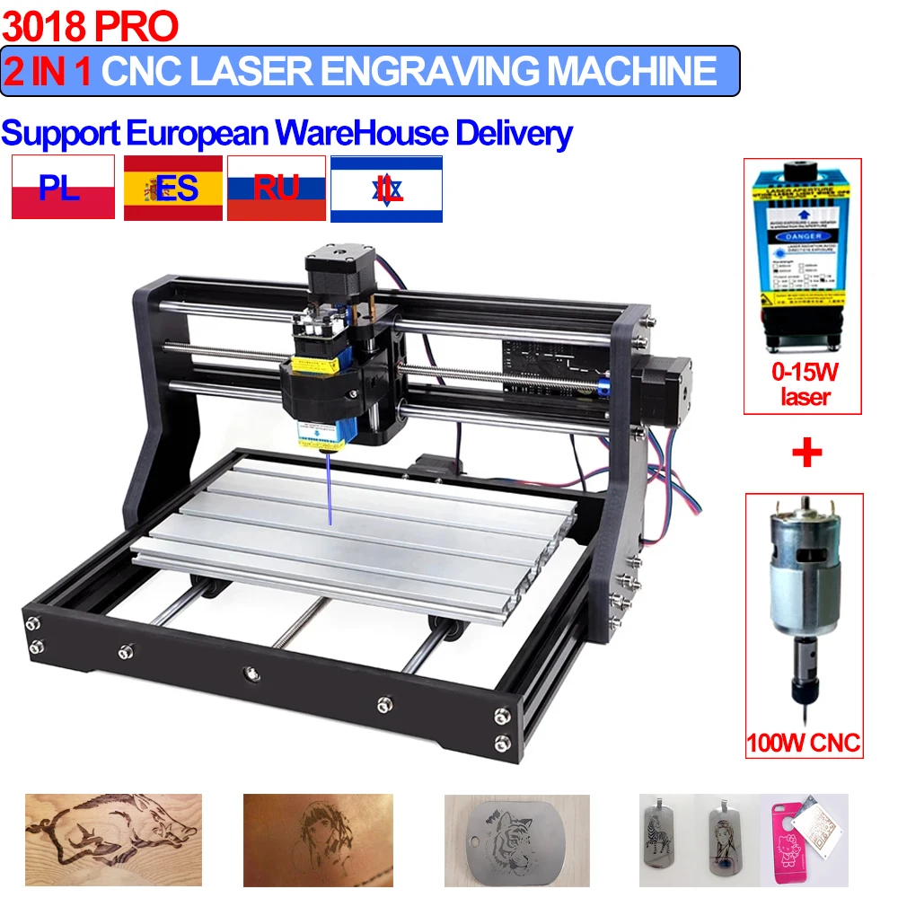 

3018Pro Laser Engraving Machine 3-Axis Milling Support Offline Control Laser Engraver Wood Milling 0.5-15W Laser Cutting Machine