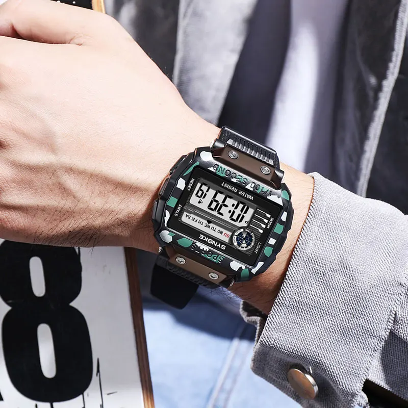Часы SYNOKE для телефона стиль 50 м водонепроницаемость цифровая фотография мужские