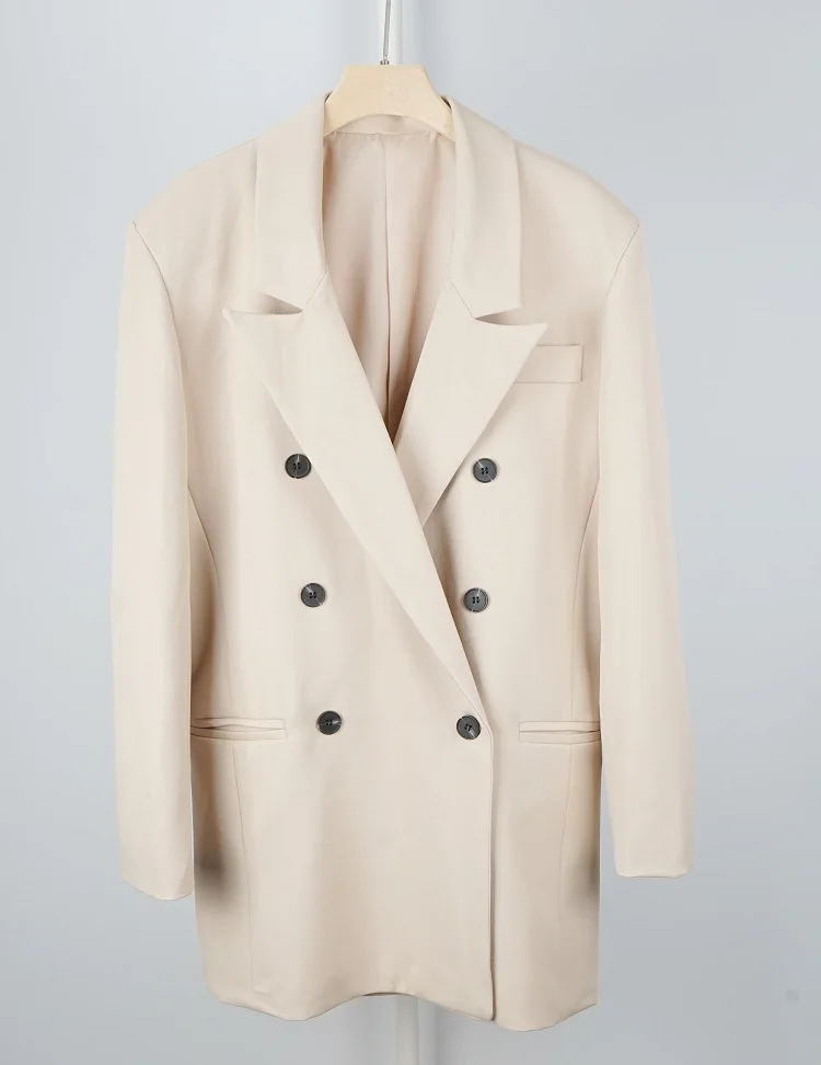 Женский двубортный Блейзер весна осень Однотонный женский пиджак с английским