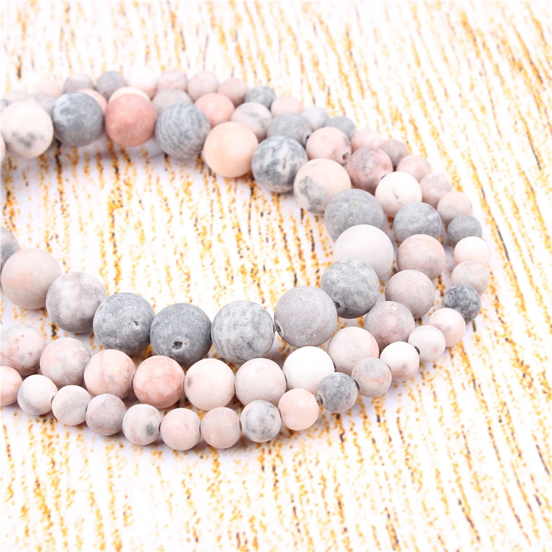 

4 6 8 10 12 mm Frosted Zebra Natural Stones Round Loose Beads For Jewelry Making Bracelet Necklace Diy
