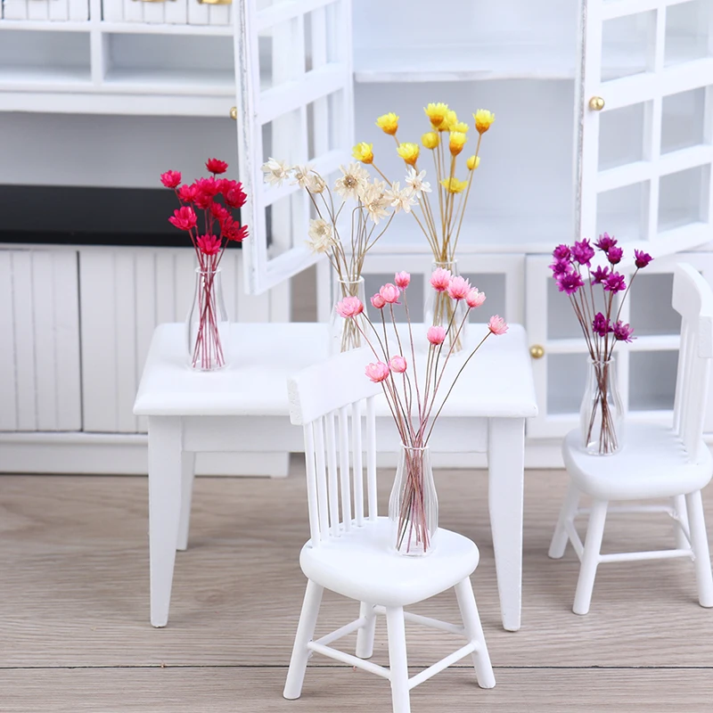 

Миниатюрные цветы для кукольного домика, 13x миниатюрных цветов + ваза 1/12