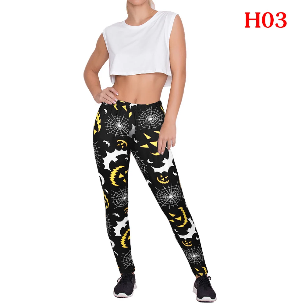 Вечерние женские длинные брюки на Хэллоуин с принтом тыквы паука модные