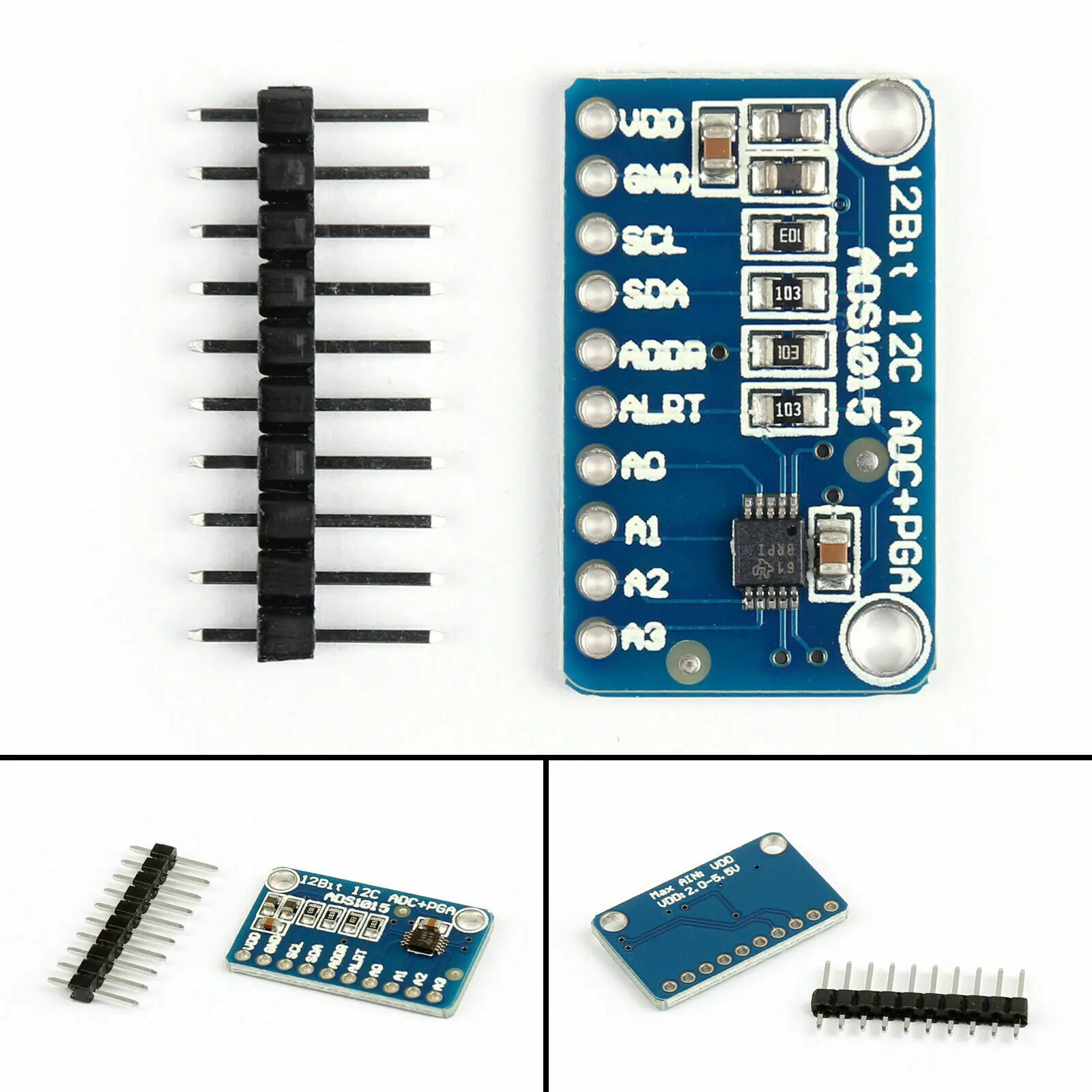 

ADS1015 4-канальный 12-битный модуль I2C ADC с усилителем усиления для Arduino Rpi