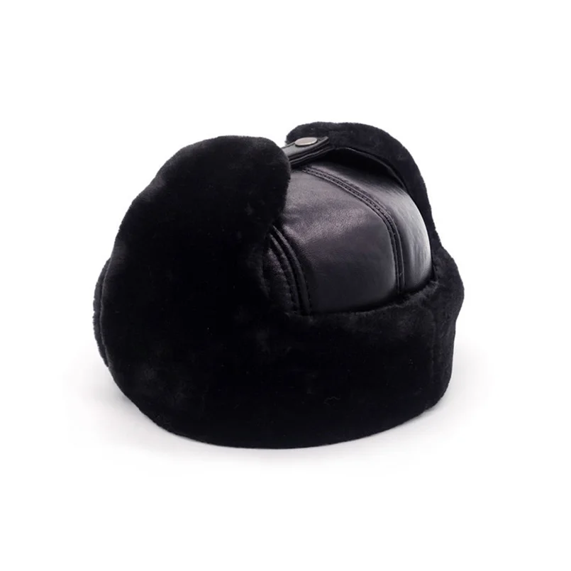 Зимние шапки бомберы из натуральной кожи мужские и женские меховые утепленные