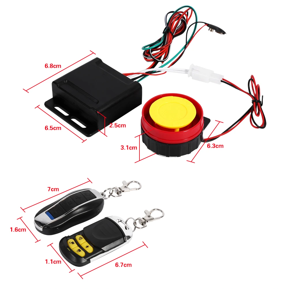 

1Set 12V Motorcycle Bike Anti-theft Security Alarm System Remote Control Key Moto Engine Start Alarme Speaker Interior Accessory