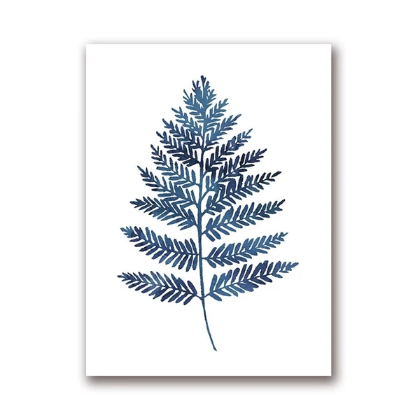 

Ink Blue Poster Plant Watercolor Painting Indigo Leaf Plant Art Canvas Painting Living Room Sofa Background Wall Decoration