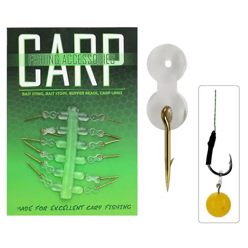 12pcs/set Carp Fish Bait Corn Holder Hook Pin with Rubber Ring Fishing Tackle Accessory Straight Hard | Спорт и развлечения