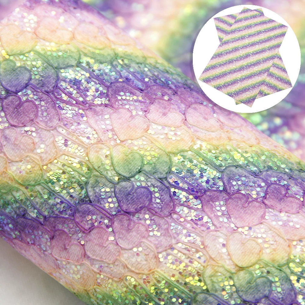 Градиентные цвета кружева Синтетическая кожа Радуга искусственная листы в