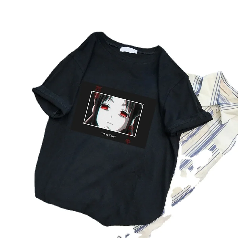 

2021 Fashion miracle camisas cartoon T-shirt women's printing Harajuku thin section short-sleeved black shirt women's clothing