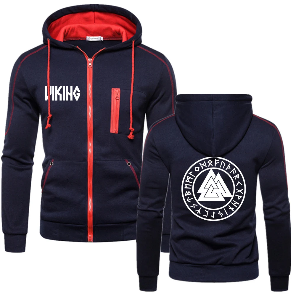 

NEW Mens Odin Viking Valhalla Zipper Brand Hoodies Fitness Solid Color England Muscle Sportswear Coat Sweatshirts