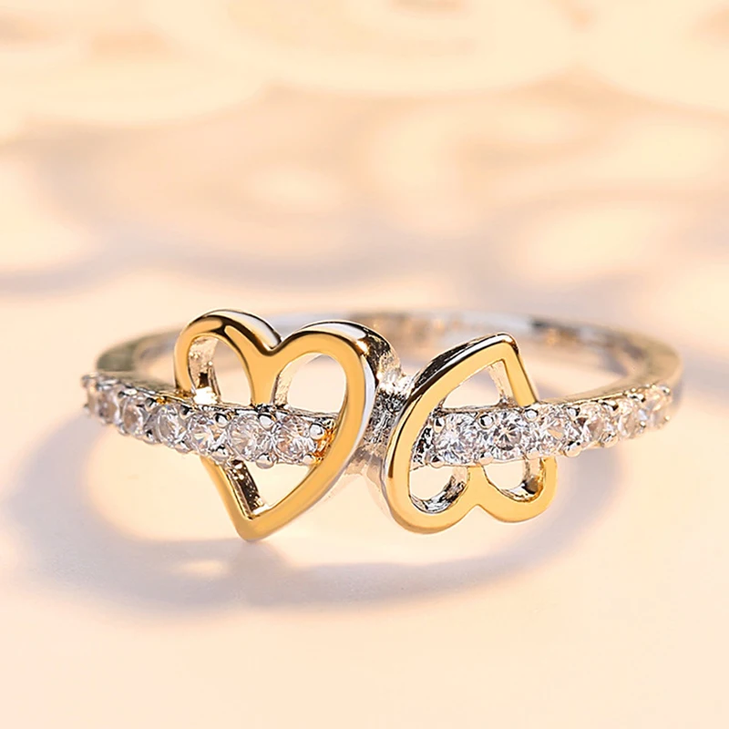 Beiver модное обручальное Золотое кольцо с полым сердцем из циркония для женщин