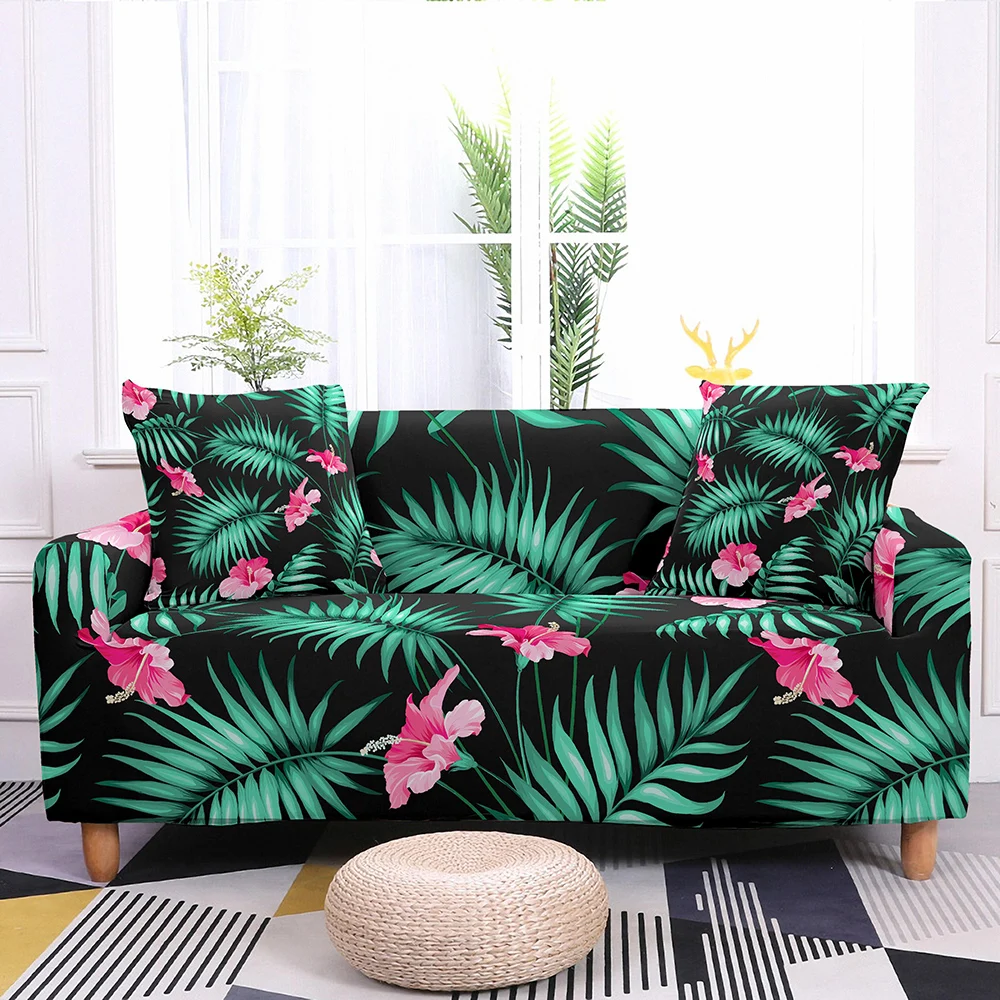 Leaves Pattern Elastic Sofa Slipcover for Living Room Universal Cover Flower Printed Couch 1/2/3/4 Seaters | Дом и сад