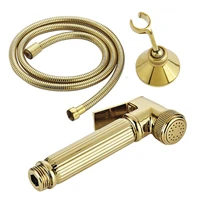 luxury gold brass handheld bidet spray shower set copper bidet sprayer lanos toilet bidet faucet lavatory kd1376