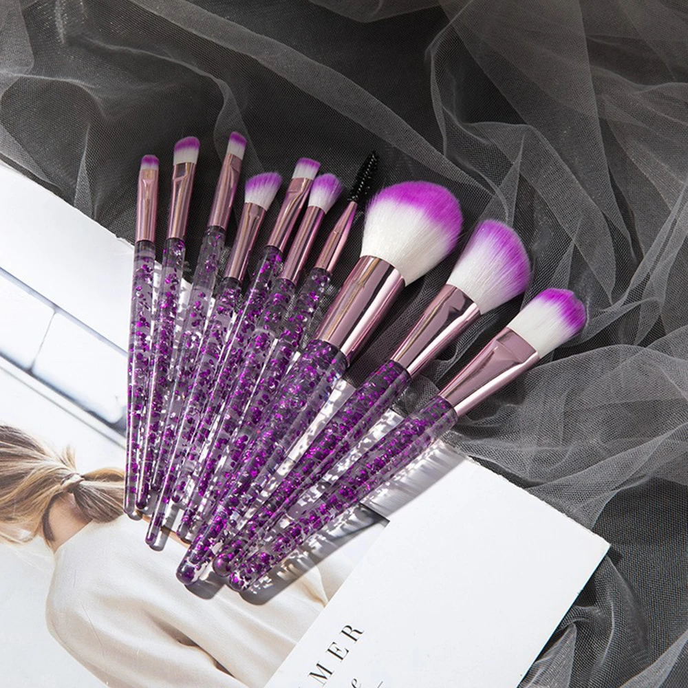 

Makeup Brushes Set 10pcs Premium Foundation Powder Concealers Eye Shadows Blush Makeup Brush Eyebrow Lip Cosmetic Brushes