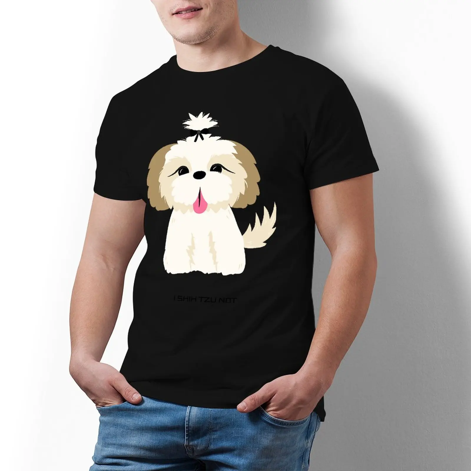 

Футболка с рисунком щенков Shih Tzu, забавная хлопковая футболка с короткими рукавами, Пляжная Мужская футболка с графическим рисунком 4xl