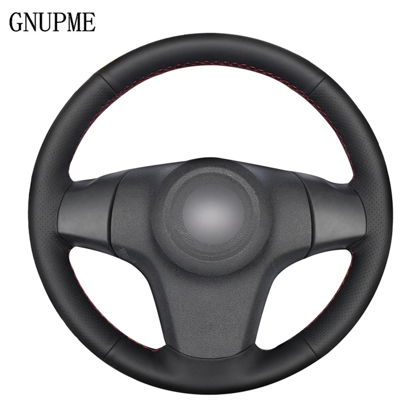 Черный кожаный чехол на руль для Chevrolet Niva 2009-(3 спицы) vauxhall Corsa(D) Opel Corsa(D