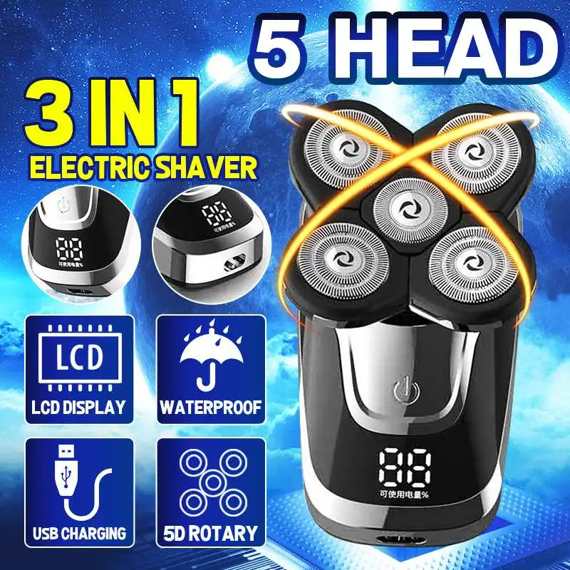 

Многофункциональный Набор для ухода за волосами электробритва USB, IPX5, 3 в 1 5D для мужчин, женщин, мужчин, Машинка для стрижки волос с облысение...