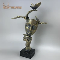 northeuins resin retro mask miniature figurines for home thinker statues head sculpture interior decoration christmas desk decor