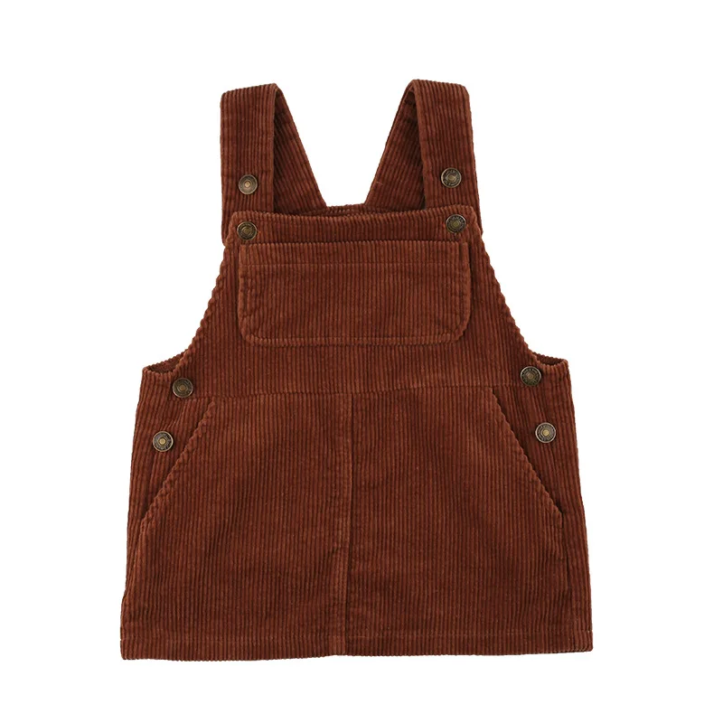 Вельветовое платье на бретелях для девочек Новая детская одежда осень и зиму