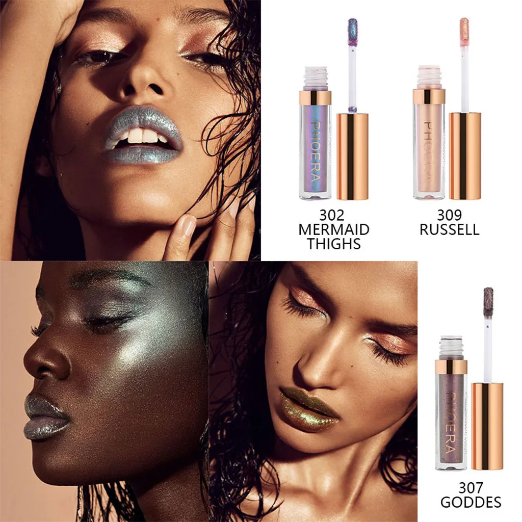 Радужный матовый Блестящий жидкий Блеск PHOERA Матовый Металлический для губ| |