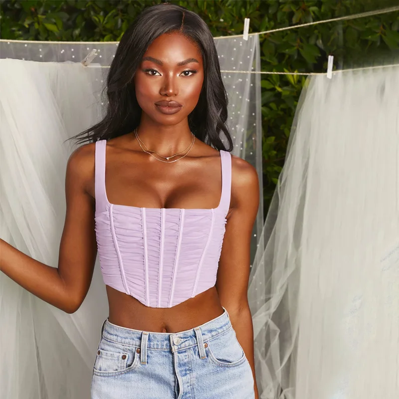MSXU 2020 Summer New Hot-selling Women Fashion Sling Top Sexy Personality Versatile Short Women Sling Top