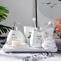ceramic lotion bottle cup toothbrush holder toiletry set couple simple bathroom five piece household bathroom accessories set