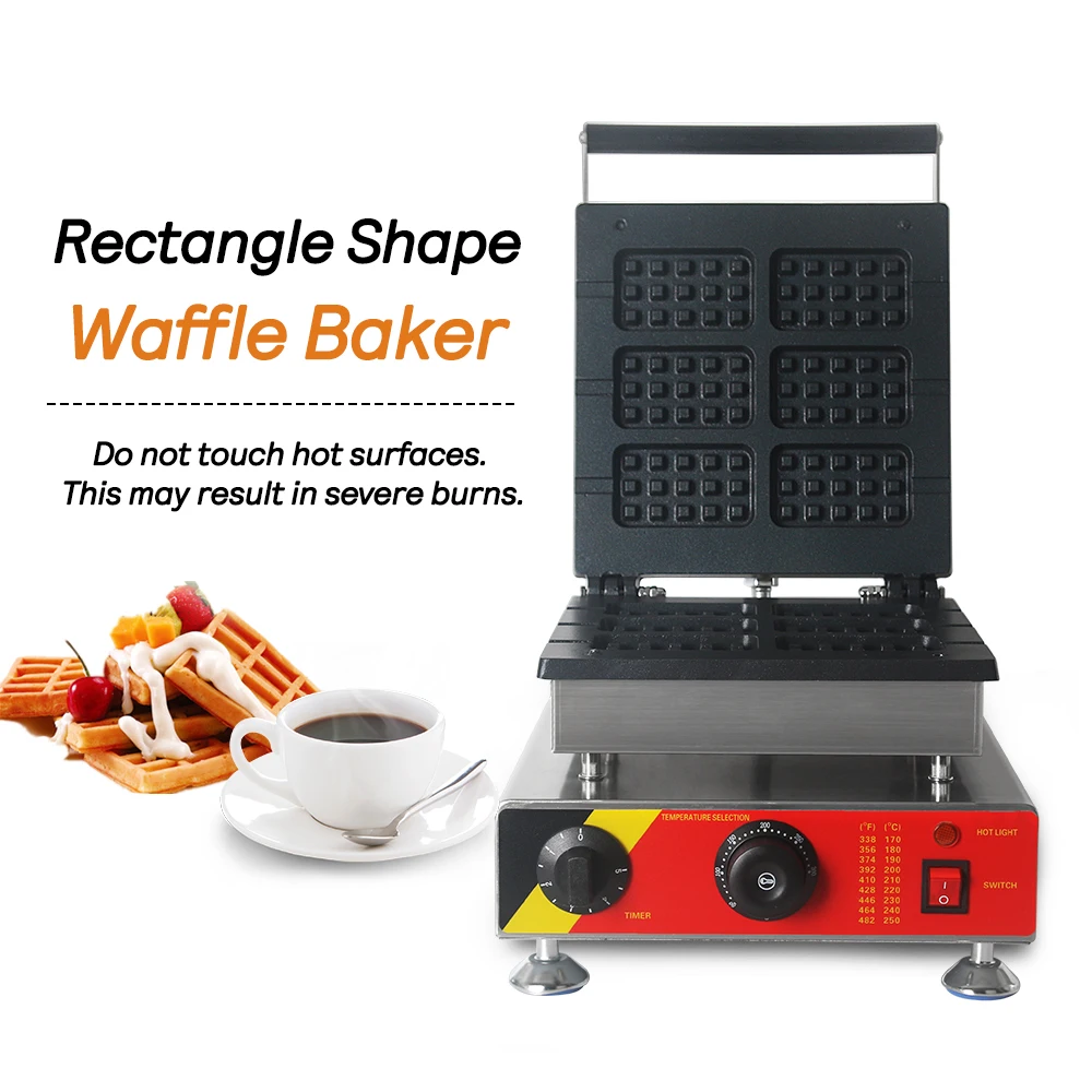 ITOP Electric Rectangle Shape Waffle Maker Heavy Duty Non-stick waffle Machine Stainless Steel Hot Plate Iron Oven | Бытовая техника