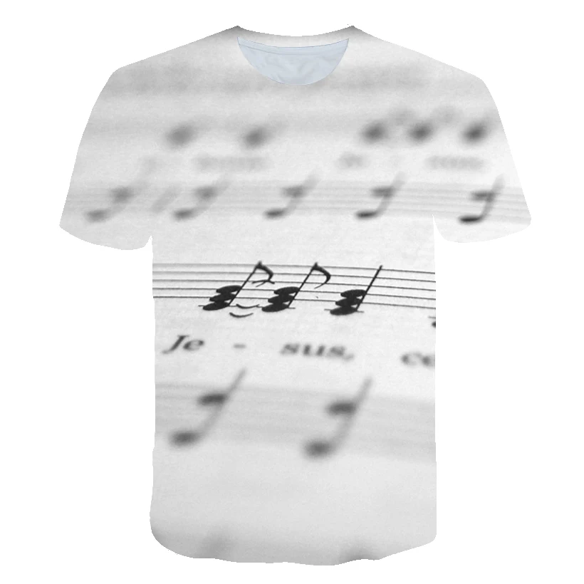 

New Harajuku Boys Girls T-shirt Fashion Creative Musical Notes Print T shirt Summer Casual Vortex Short sleeved Children Tshirt