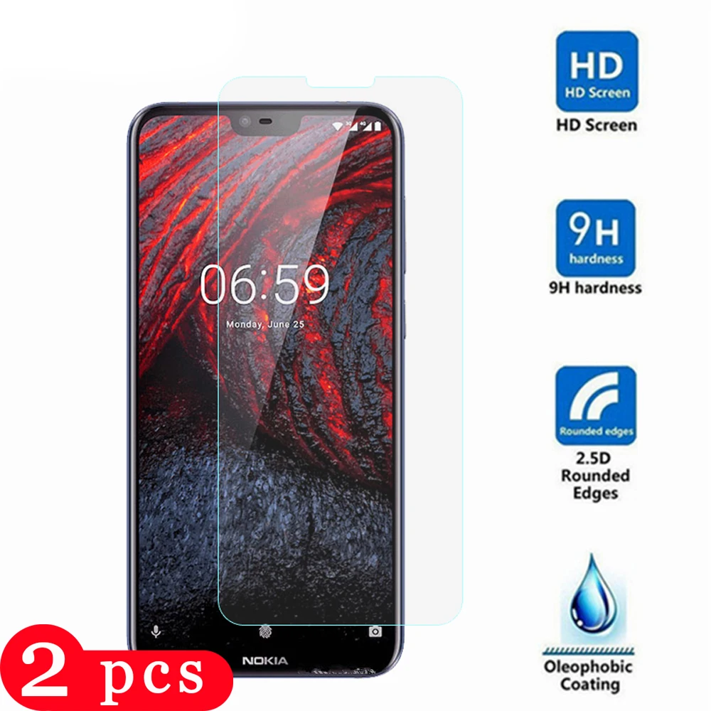 2 шт. 9H закаленное стекло для nokia x6 6.1 Защитная пленка экрана телефона 6 на
