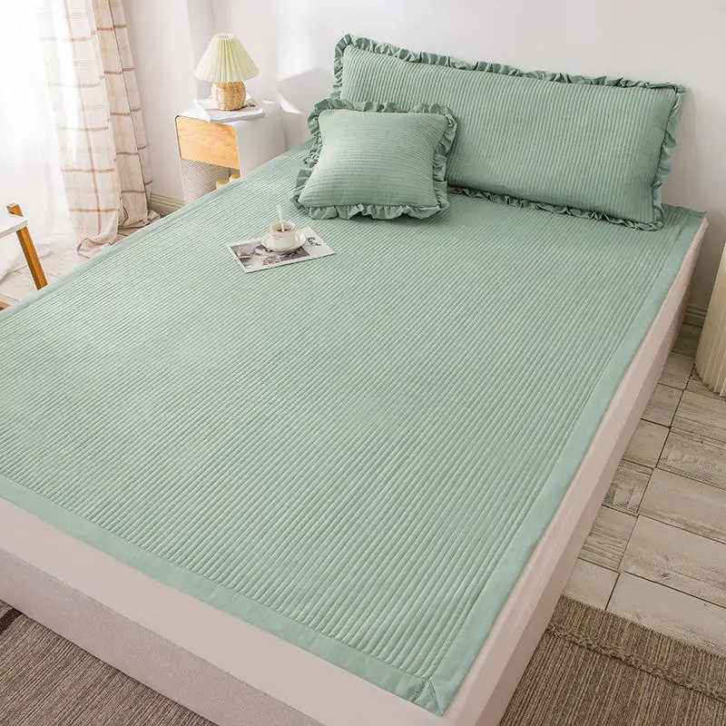 

1Pc Bedspreads Queen Size Quilted Bed Cover for Mattress Green Comforter King Size Coverlet Bedspread(no pillowcase)