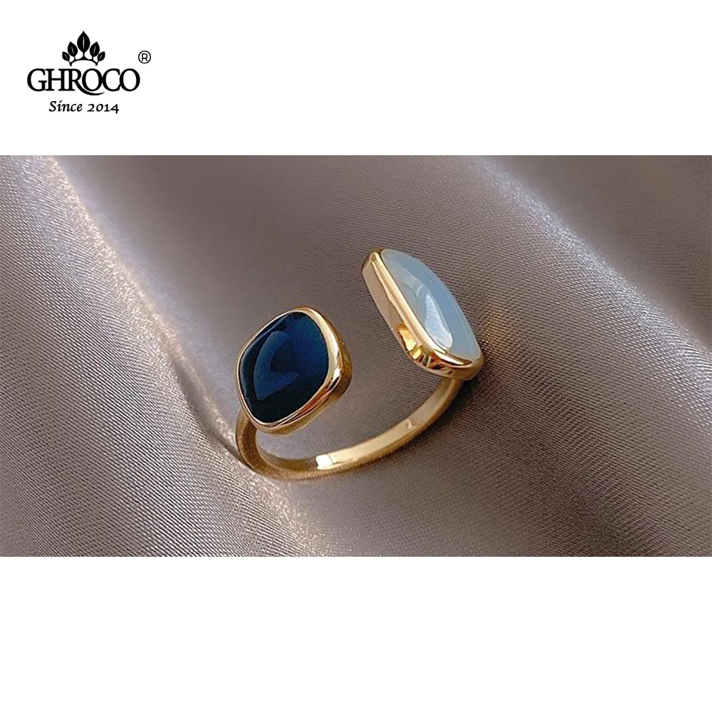 

CHROCO Elegant Blue Opening Ring Simple Plain Korea Style All-match Fashion Gift for Girl