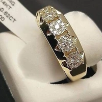 fashion simple gold plated exquisite zircon ring engagement ring charm ladies dinner party jewelry anniversary gift