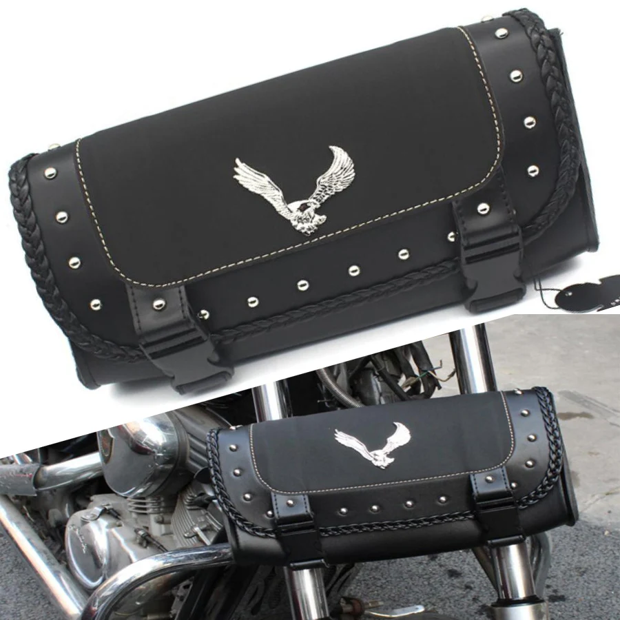 Для Cafe Racer Honda Kawasaki универсальная черная сумка из искусственной кожи для