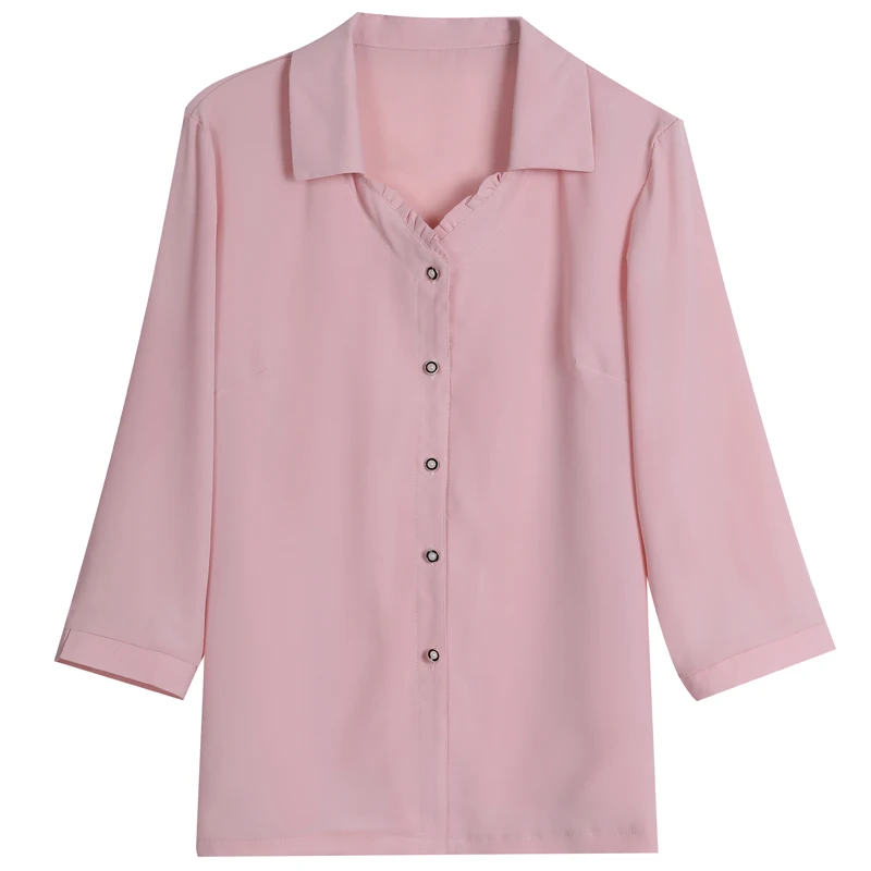 

2021 Summer Three Quarter Sleeve Womens Blouse Loose Casual Women Shirts Blouses Turn-down Collar Woman Tops