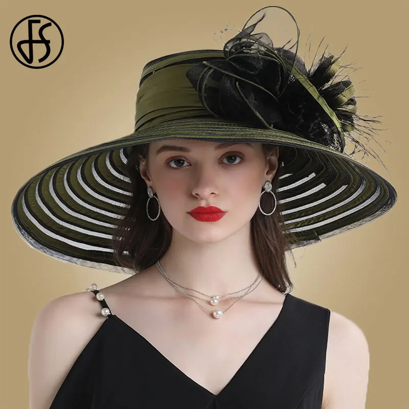 FS чародей органза Шапки большими полями церковь Кентукки шляпа котелок для Для