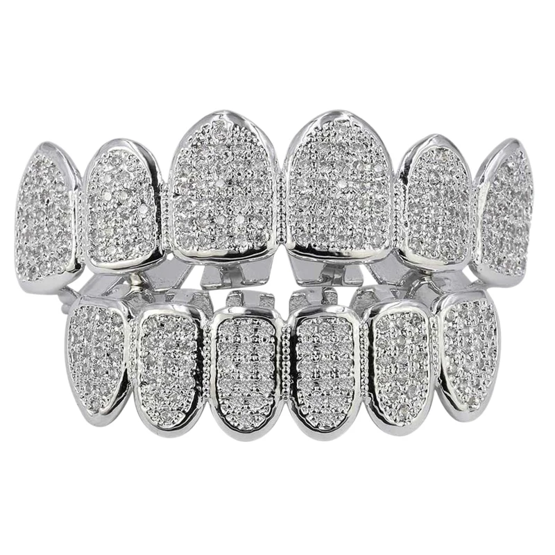 

1Set Hip Hop/Punk Teeth Grillz Set Color Top & Bottom Grills Mouth Caps Cosplay Party