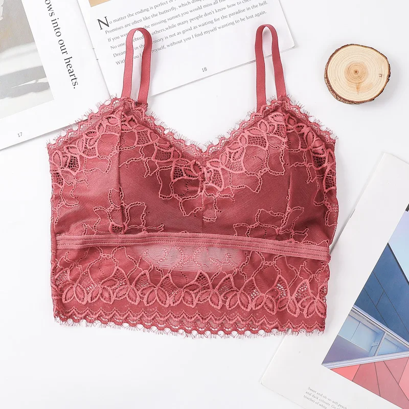 

Linbaiway Women Backless Bras Lace Pad Push Up Wireless Tube Top Sexy Bralette Plus Size Fitness Underwear Lingerie Brasieres