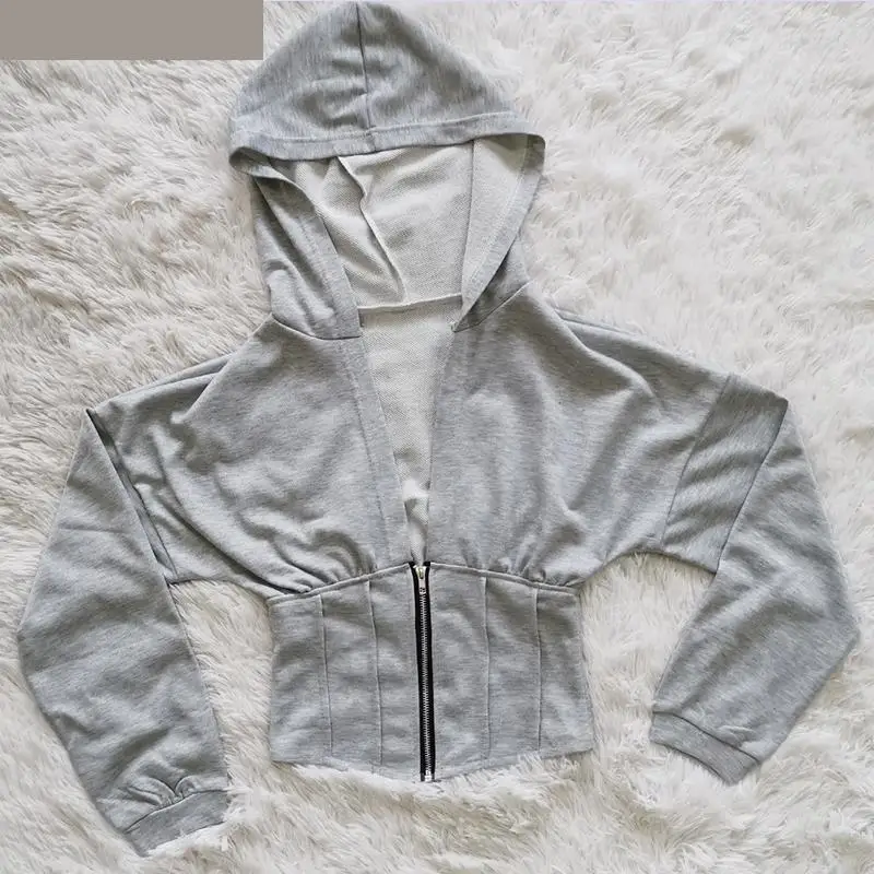 Женская Осенняя толстовка на молнии с длинным рукавом повседневная однотонная
