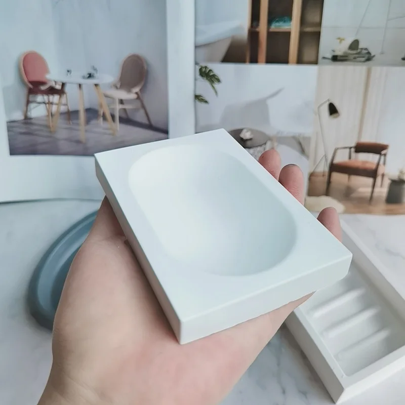 Овальный лоток для хранения мыла бетонные силиконовые формы мыльница с