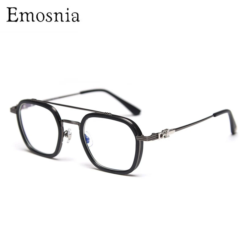 

Retro Double Beam Square Eyeglasses Frames Men Women Anti Blue Light Computer Glasses Frame Optical Transparent Eyeware UV400