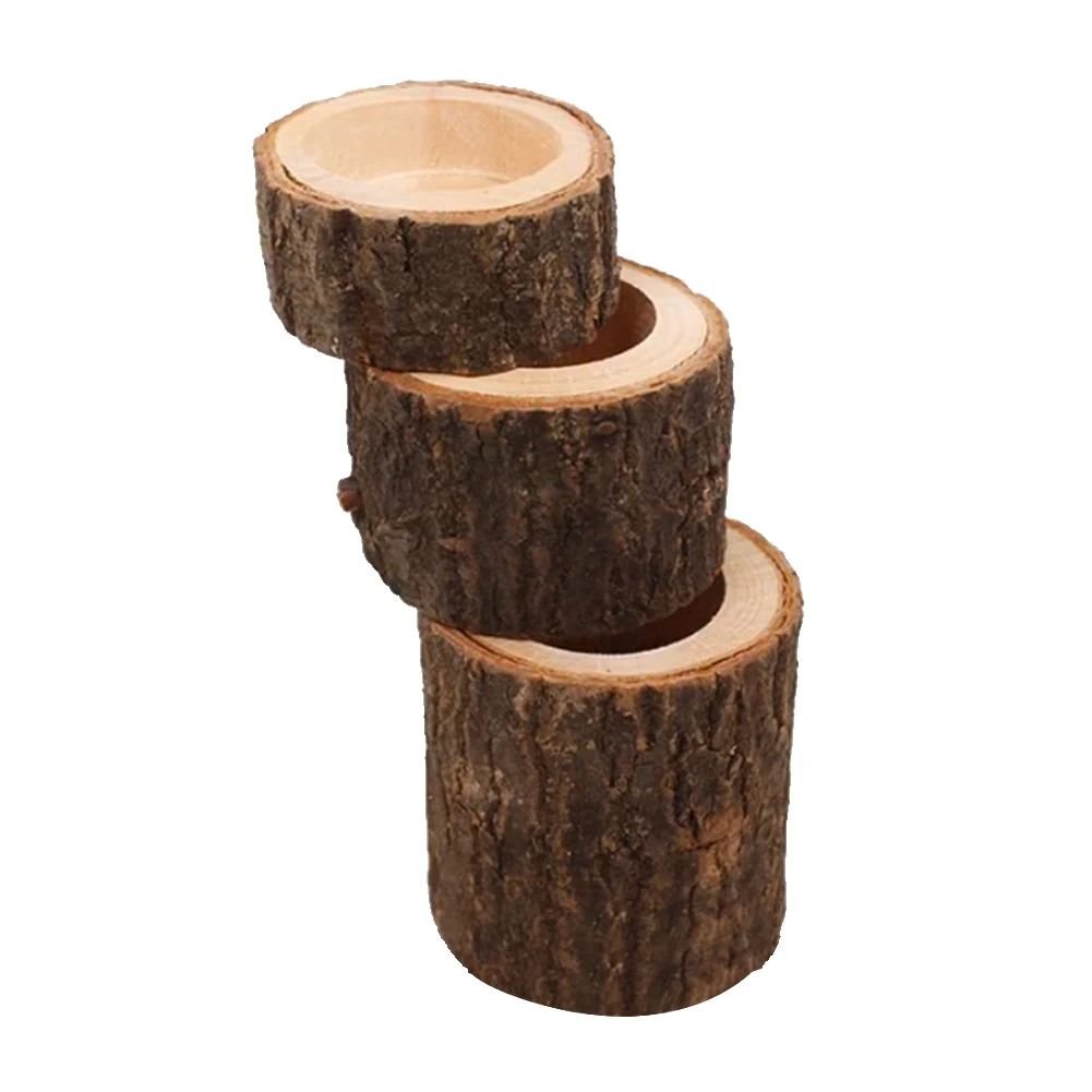 Set Of 3 Natural Romantic Handmade Home Decor Dinner Candle Holder Table Party Tea Light Wedding Rustic Wooden Ornament | Дом и сад