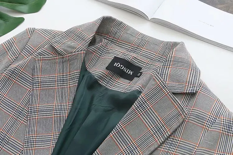 Повседневный пиджак размера плюс 2019 осенняя одежда модные свободные клетчатые