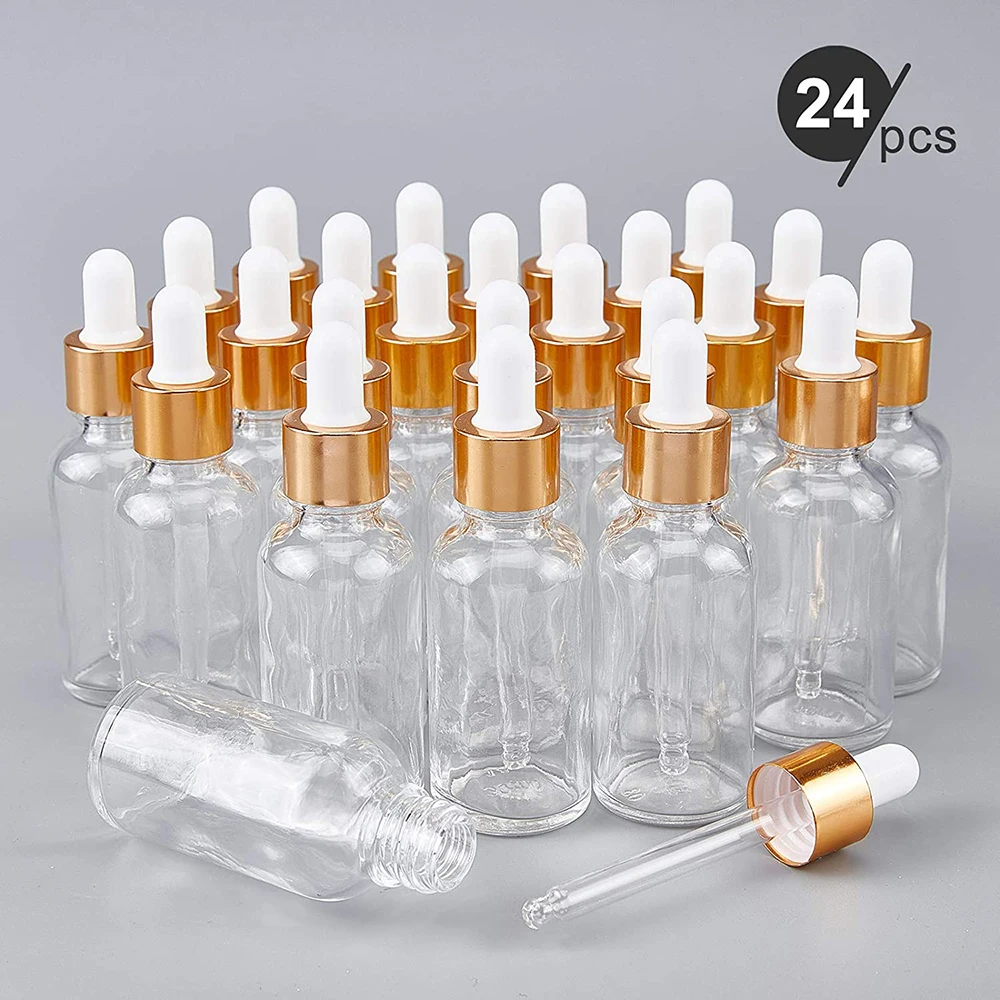 

30ml 24Pcs Glass Essential Oils Bottle With Pipettes Empty Refillable Cosmetic Containers Dropper Bottle Perfume Sample Vials
