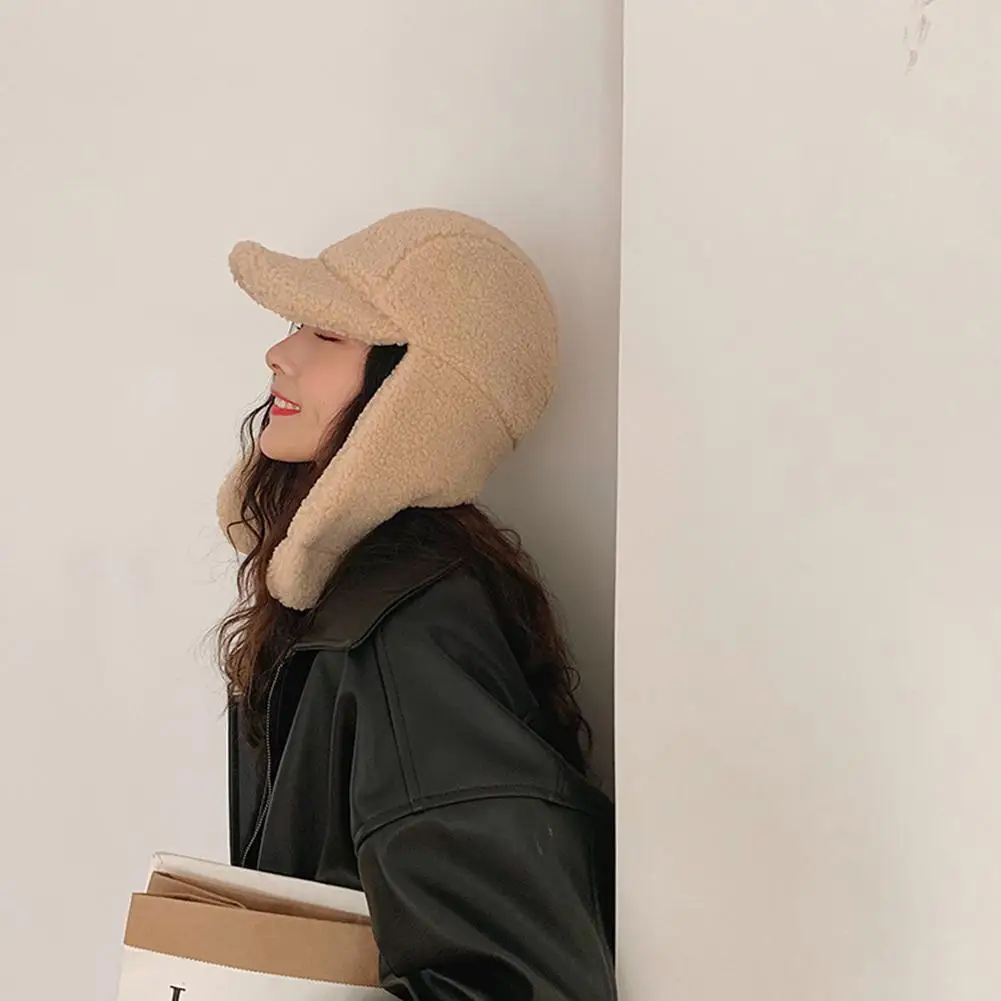 MISSKY Women Hats Korean Style All Matching Thickened Baseball Cap Cute Ear Protection Plush Warm Hat For Autumn Winter