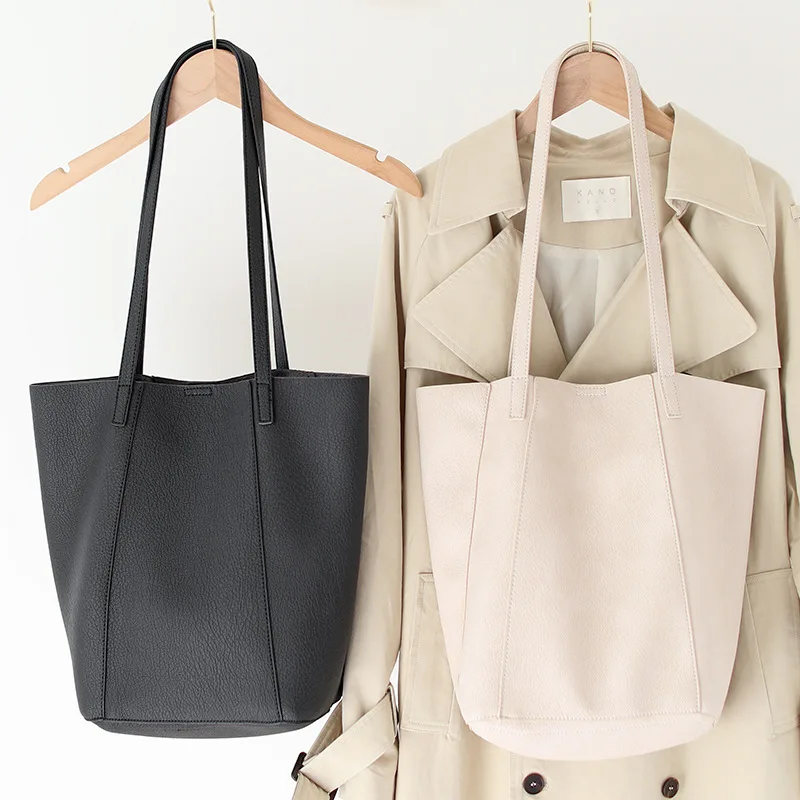 

Large Capacity Shoulder Bag in Bucket for Women 2021 Girls Fashion Convinient Handbags New Arrival Black Shopping Bag pu Leather